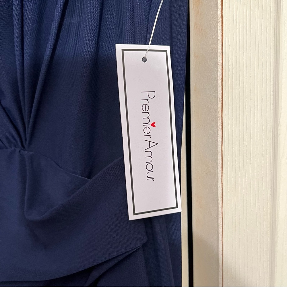 Elegant Navy High Low Dress - Picture 6 of 9